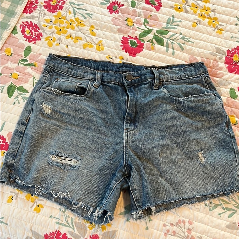 Blank NYC Blue Distressed Jean Shorts